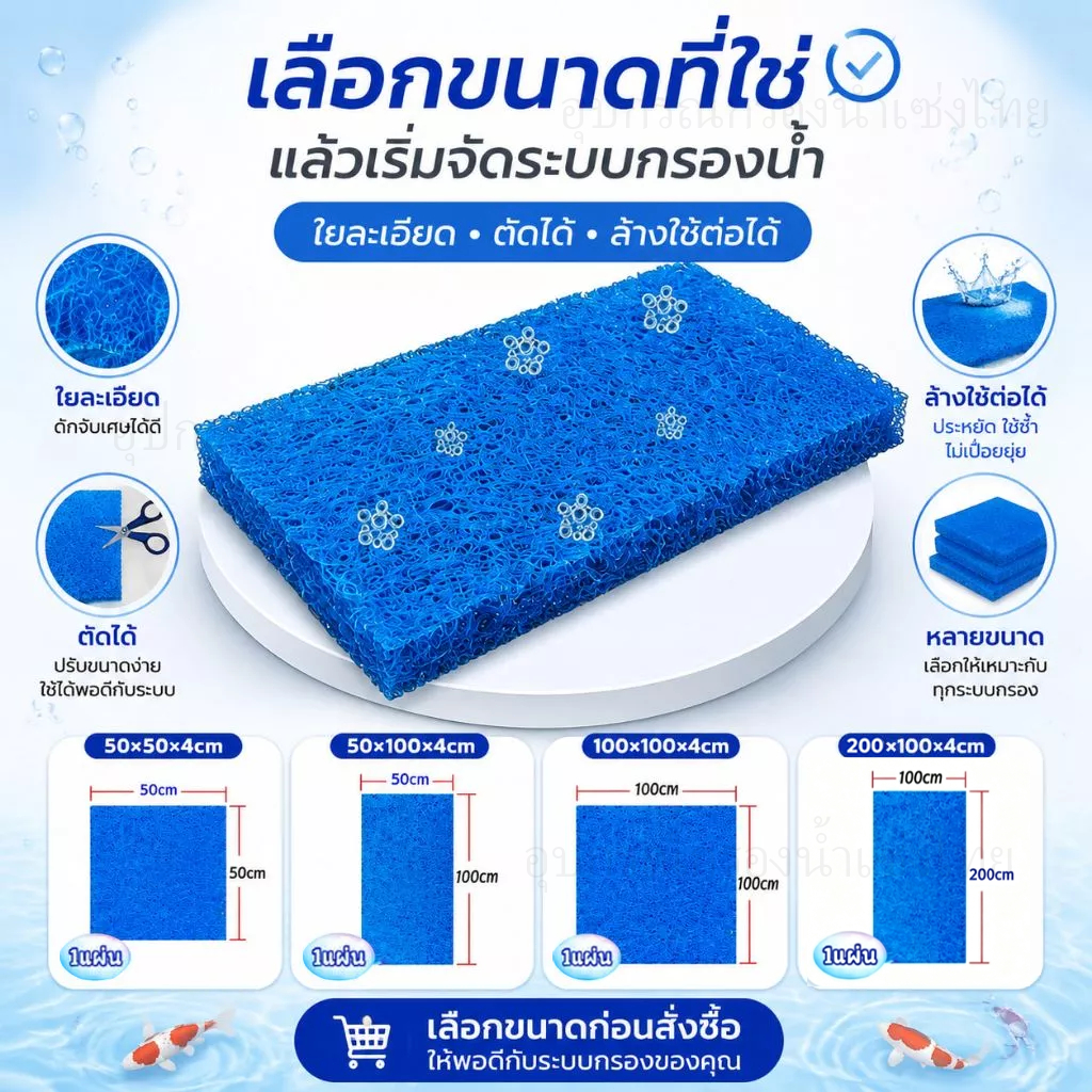 ใยกรองญี่ปุ่นหนาพิเศษ ชนิดหยาบ 50x50x4cm 100x50x4cm 100x100x4cm 200x100x4cm. แพค ใยกรองชนิดหนาพิเศษ