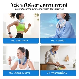 40000mahพัดลมคล้องคอพกพา เย็นทันที16°C ใน1วินาที 5เกียร์ลมแรง 360°ไร้ใบพัด เบาสบายคอ ชาร์จType‑C เสียงรบกวนต่ำ