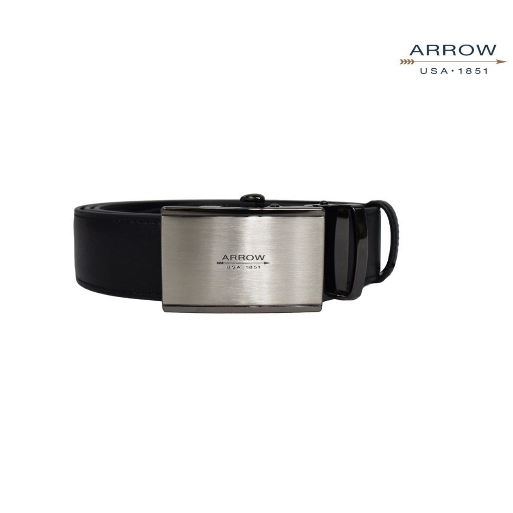 ARROW เข็มขัดผู้ชาย หัวออโต้ล็อค  Auto Belt (หนังวัวแท้จากอิตาลี) สีดำ รุ่น MYCB620