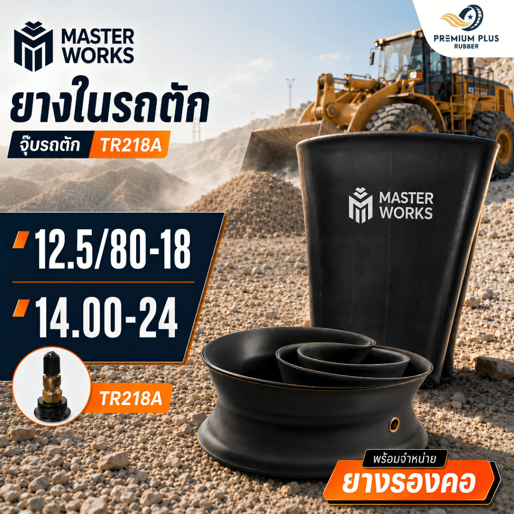 ยางในรถตัก ยางรองคอ MASTER WORKS จุ๊บรถตัก TR218A ขอบ 18 ขอบ 24 (12.5/80-18, 14.00-24) ยางคุณภาพดี [