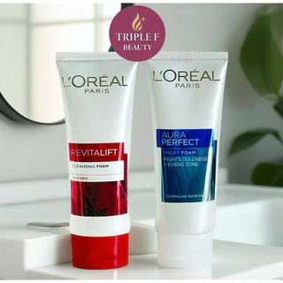⭐️พร้อมส่ง|แท้100%⭐️โฟมล้างหน้า L'Oréal Paris Revitalift Cleansing Foam และ Aura Perfect Milky Foam 100ml