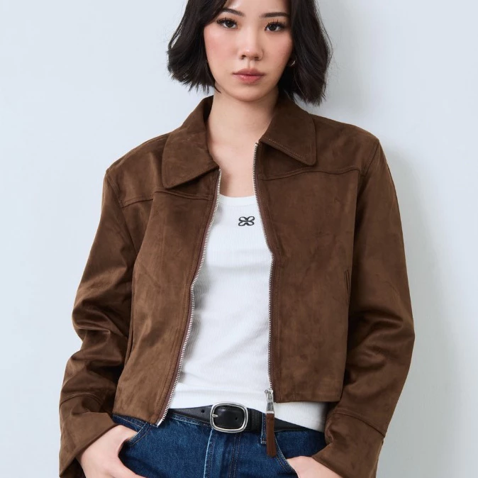 Vicky classic suede jacket 🤎 Basicselected แจ็คเก็ตกันหนาว หนังกลับ