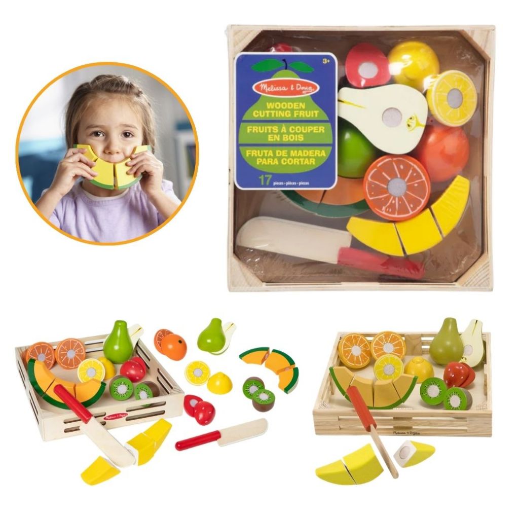 Melissa & Doug طقم تقطيع فواكه وخضار خشبي — صورة 6
