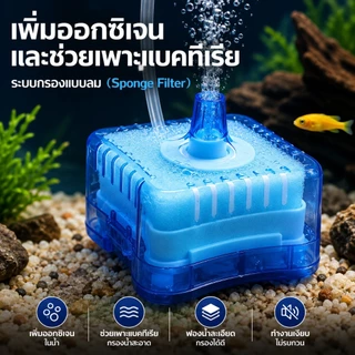 เครื่องกรองน้ำตู้ปลาแบบมินิ น้ำ ระบบชีวภาพ + กรองเซรามิก พร้อมเครื่องดูดสิ่งสกปรก สำหรับตู้ปลาแบบกลม
