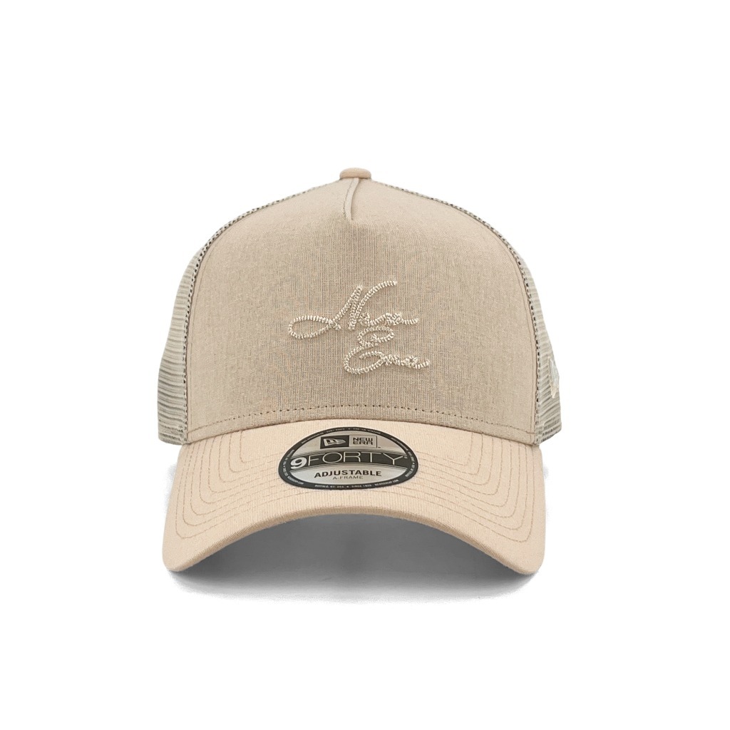 New Era قبعة تراكر 9Forty قطن وكتان — بيج — صورة 2