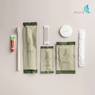 PRAKAIVANICH ชุดเอ็มจีสีเขียวของใช้ในโรงแรม Eco-Friendly(แบบย่อยสลายได้) แบบจัดเซ็ท【แพ็คละ 100 เซ็ท】