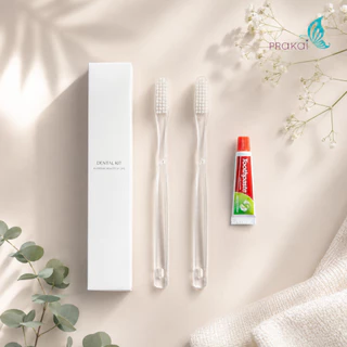 PRAKAIVANICH แปรงสีฟันx2ด้าม ยาสีฟัน 5g【ลังละ 50 เซ็ท】 ของใช้ในโรงแรม Toothbrush/Dental Kit