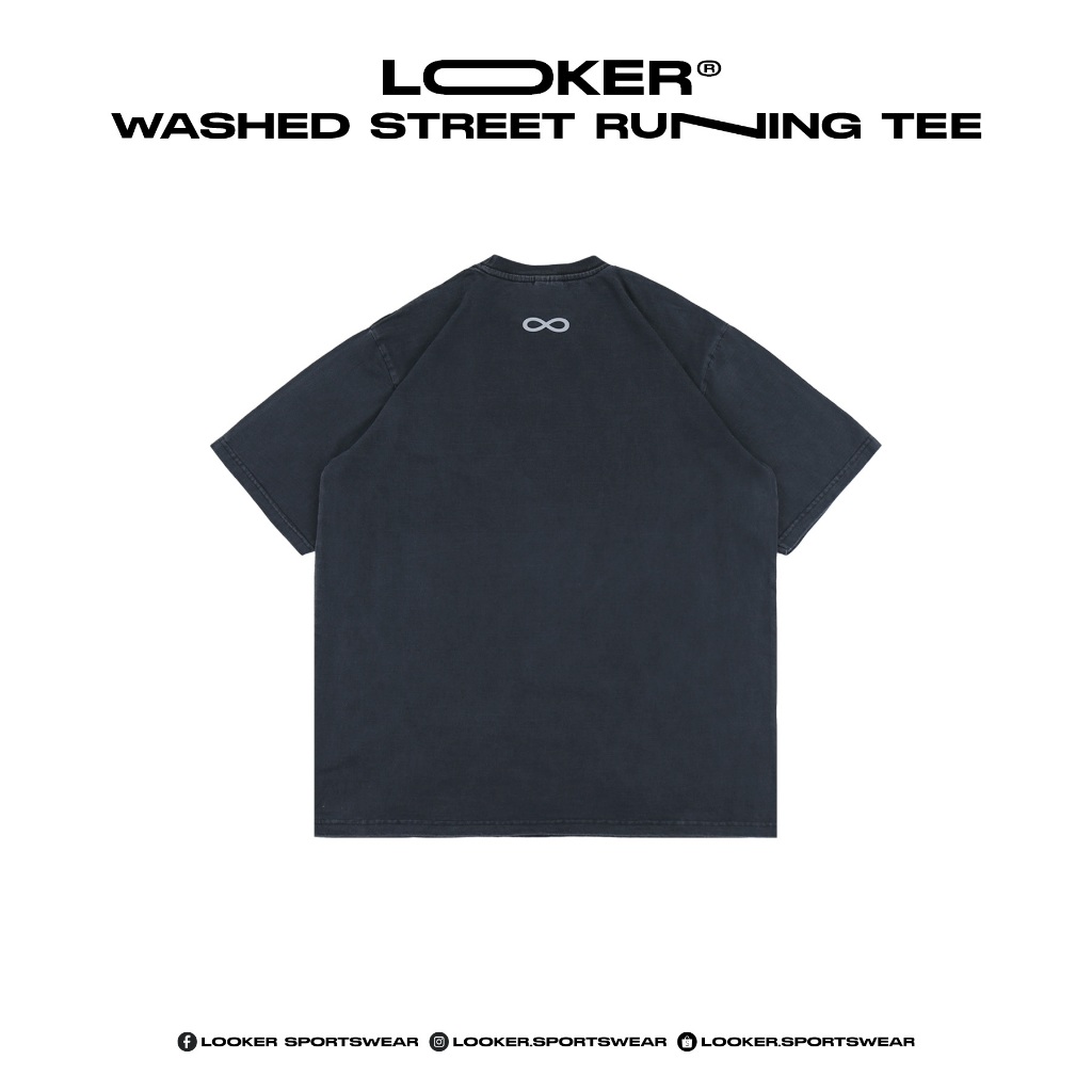 LOOKER® — WASHED STREET RUNNING TEE เสื้อฟอกโลโก้สะท้อนแสง