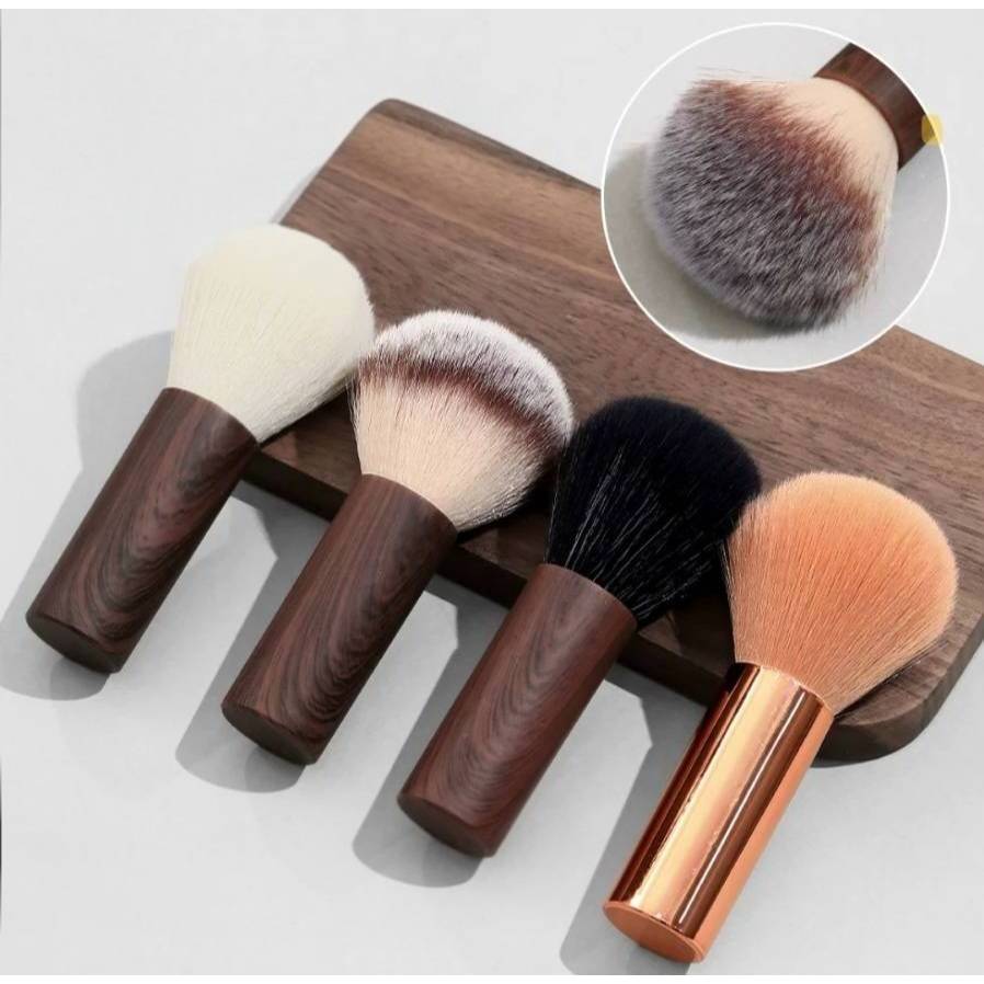 แปรงปัดฝุ่นกลมด้ามไม้สีมะฮอกกานี 4 ตัวเลือก Dark Brown​ Round Brush ขนนิ่ม ใช้ปัดฝุ่นเล็บ●อุปกรณ์