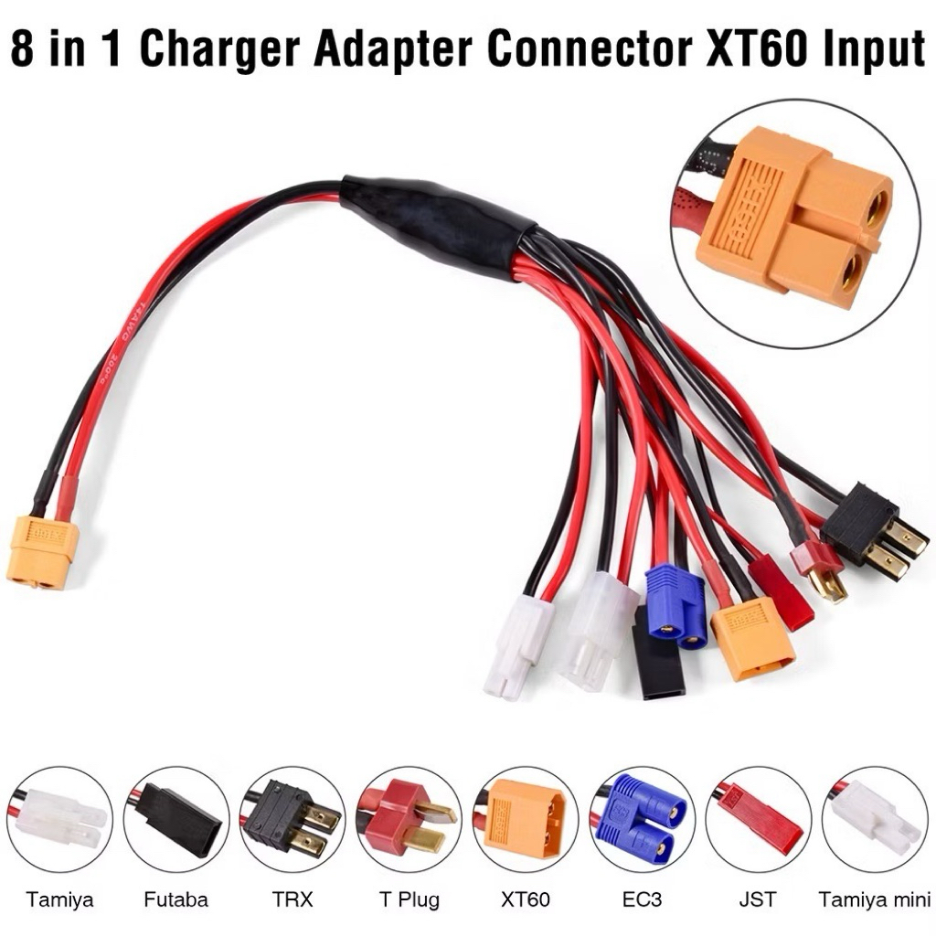 สายแท้ สาย XT60 XT60H-F แปลงเป็น 8 หัวรวม FUXT60H-M XT30U-M JST DC5.5 T-plug Futaba Tamiya สายต่อแบตเตอรี่