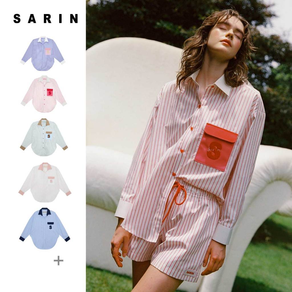 Sarin PuiPui pinstripe shirt NEW เสื้อเชิ้ต ลายปัก ปุยปุย sarin
