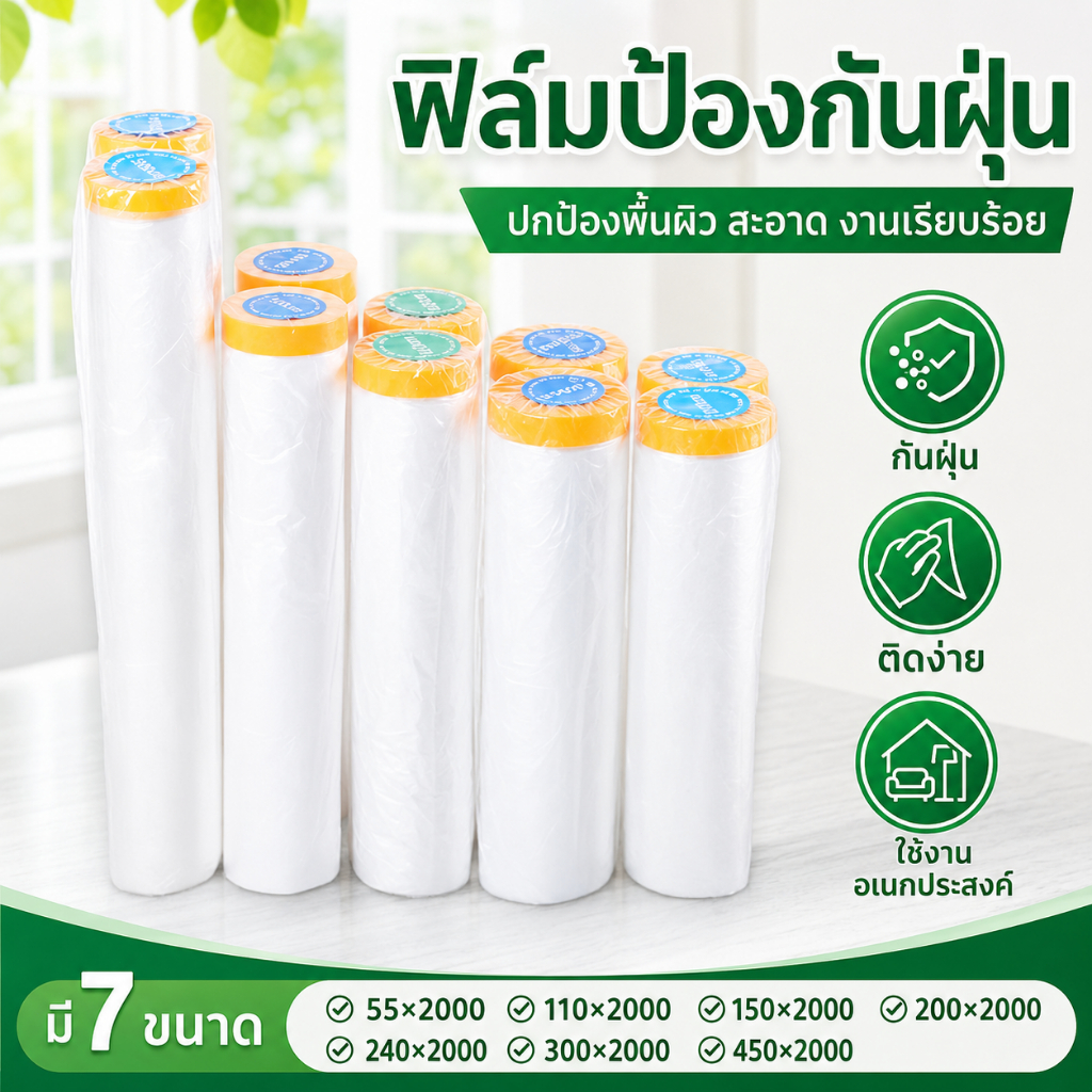 พลาสติกป้องกันฝุ่นเฟอร์นิเจอร์กันน้ำผ้าคลุมเตียงป้องกันฝุ่นละออง พลาสติกคลุมกันฝุ่นเฟอร์นิเจอร์