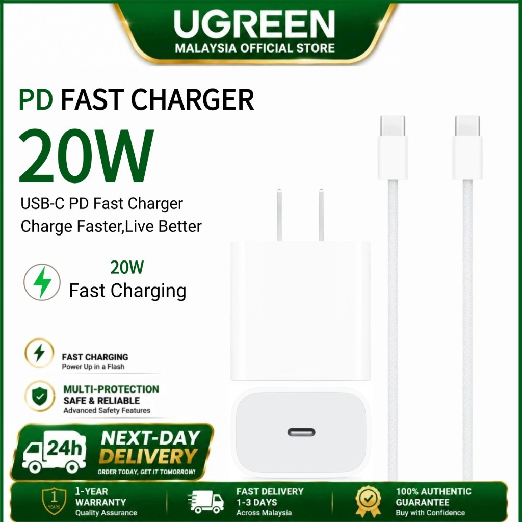 UGREEN สายชาร์จ USB-C 60W สายชาร์จเร็ว ที่ชาร์จ iPhone แบบเร็ว อะแดปเตอร์ Type-C เป็น Type-C