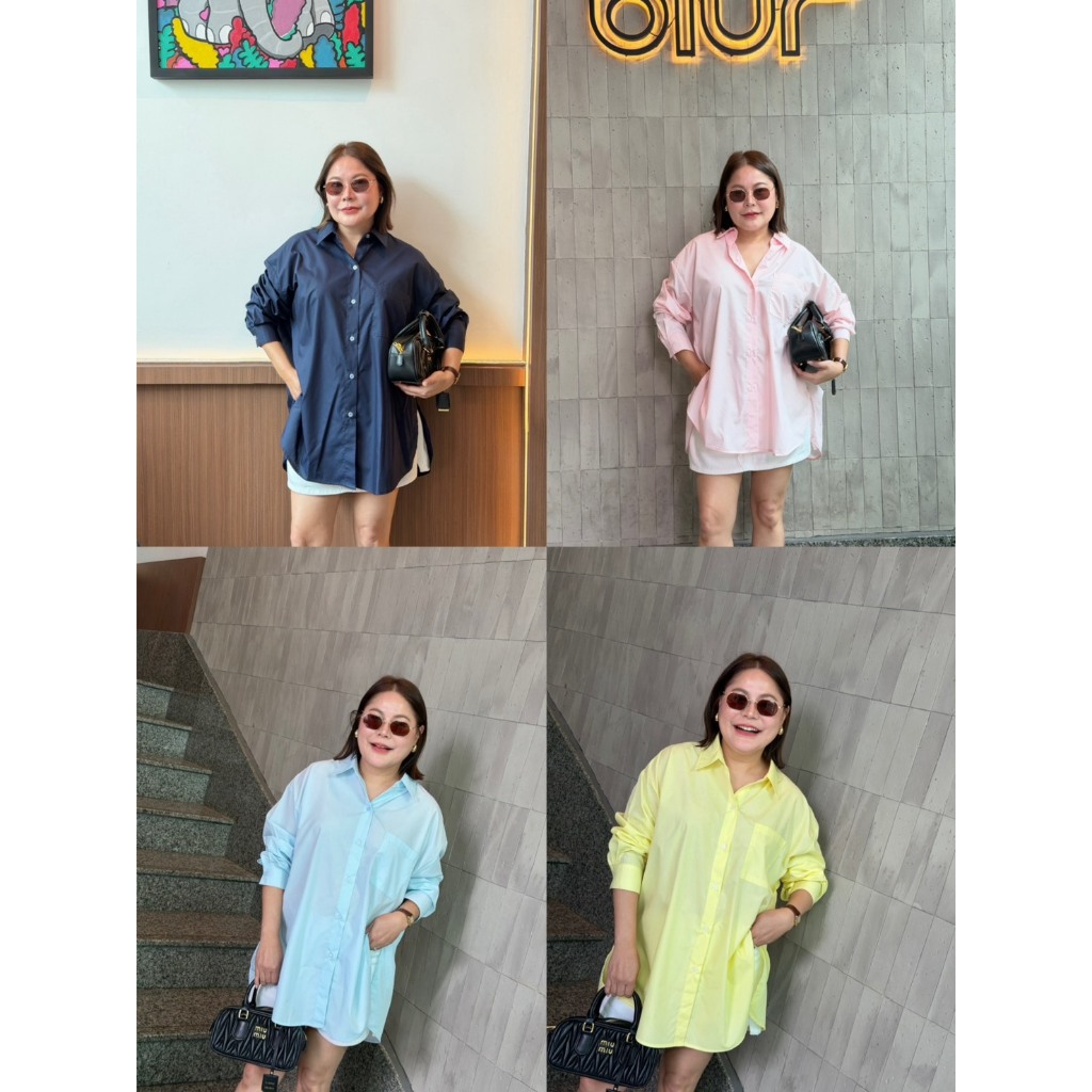 เสื้อเชิ้ต MT167/169/170/297 𝐎𝐯𝐞𝐫𝐬𝐢𝐳𝐞𝐝 𝐒𝐡𝐢𝐫𝐭 สีพื้นเรียบง่าย ผ้าคอตตอนอย่างดี ใส่สบาย