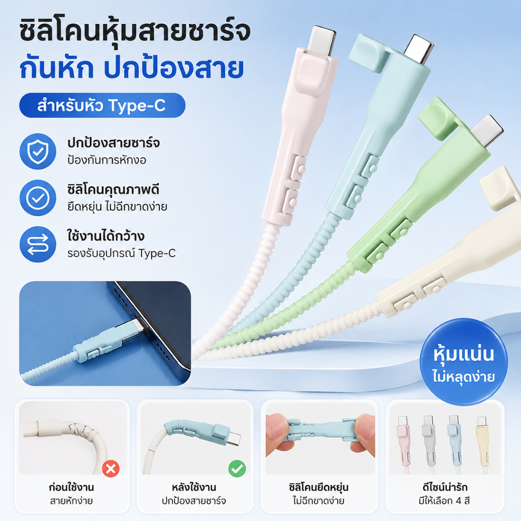 ตัวป้องกันสายเคเบิลข้อมูล อุปกรณ์ป้องกันสายเคเบิลข้อมูลแบบนุ่ม ทนทาน และใช้งานได้หลากหลาย