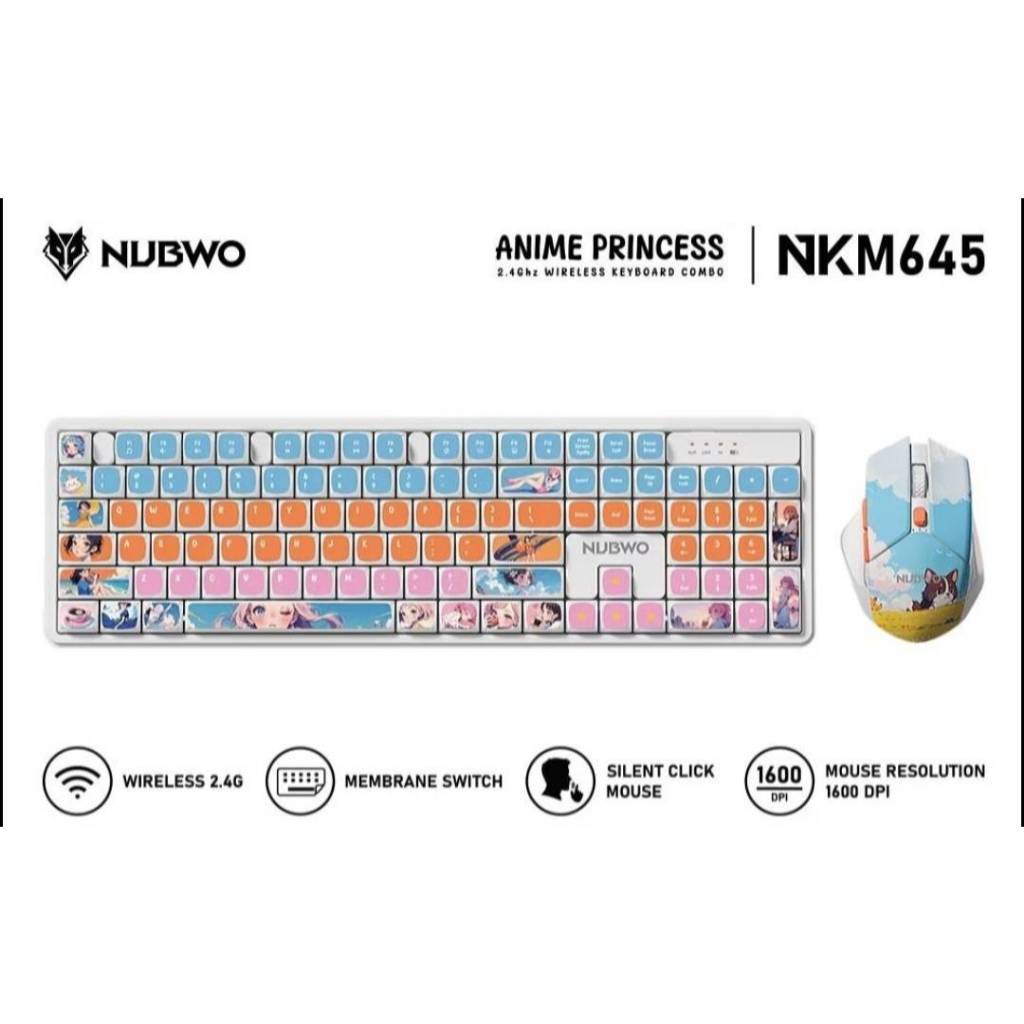 Nubwo NKM-645 ชุดเมาส์คีย์บอร์ดไร้สาย ปุ่มนิ่ม เสียงเบา (เลือกแบบลายได้)
