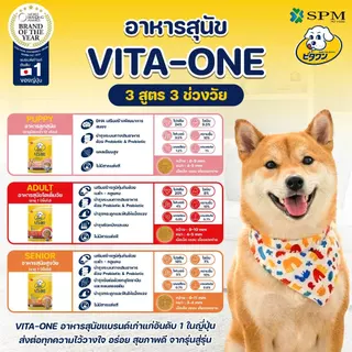[ยกลัง12Kg.] VITA-ONE วีตะวัน อาหารเม็ดสุนัขสูตรSenior สุนัขสูงวัย 7 ปีขึ้นไป 3 kg. 4 ถุง บำรุงกระดูก ไม่แต่งสี