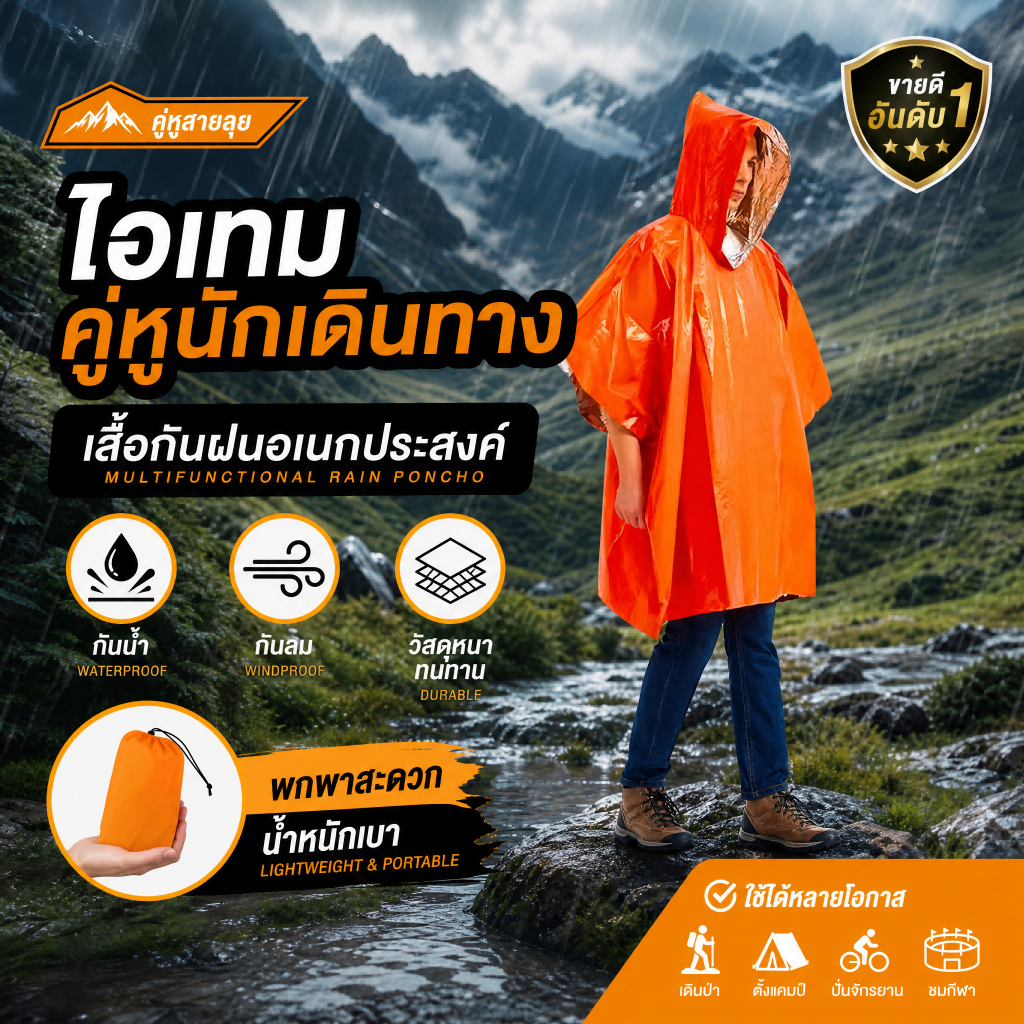 ผ้าห่มฉุกเฉินกันหนาว แบบฟอยล์อลูมิเนียม กันฝนกันลม พกพาง่าย สำหรับปีนเขา ตั้งแคมป์ Emergency Thermal Blanket Outdoor Kit