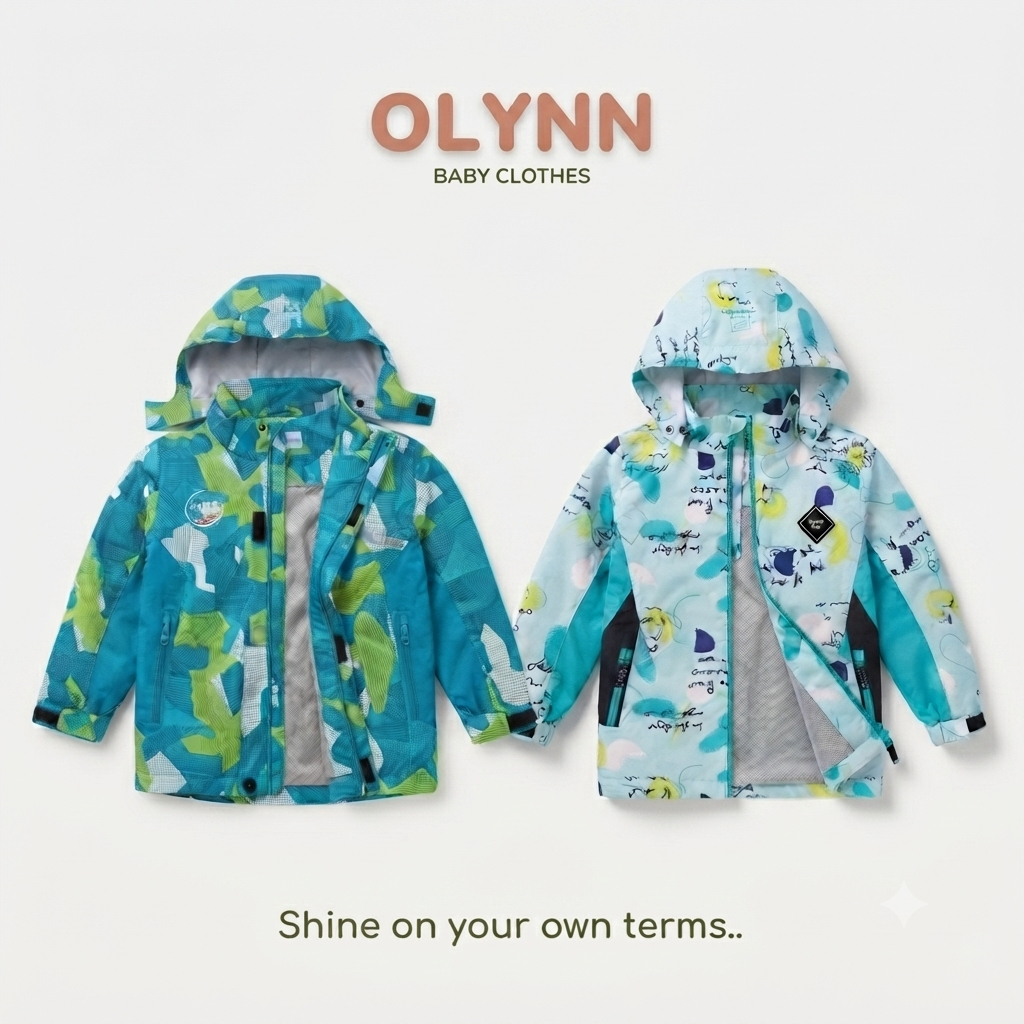 Olynn Baby เสื้อคลุมเด็ก Unisex กันน้ำ กันลม กันแดด ถอดฮู้ดได้ ผ้าร่มอย่างดี น้ำหนักเบา ระบายอากาศดีเยี่ยม Size : 90-120