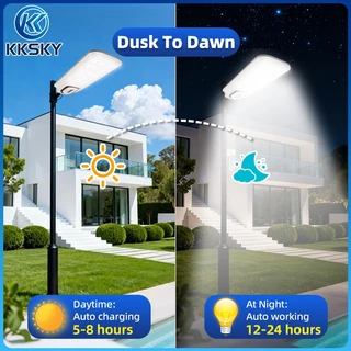 KKSKY ไฟถนนโซล่าเซลล์ LED 2000W 1000W 500W แสงที่แข็งแกร่ง ด้วยรีโมทคอนโทรล ไฟเซ็นเซอร์ Solar Light โคมไฟถนน IP67 กันน้ำ