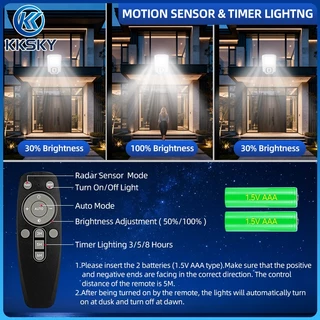 KKSKY ไฟถนนโซล่าเซลล์ LED 2000W 1000W 500W แสงที่แข็งแกร่ง ด้วยรีโมทคอนโทรล ไฟเซ็นเซอร์ Solar Light โคมไฟถนน IP67 กันน้ำ