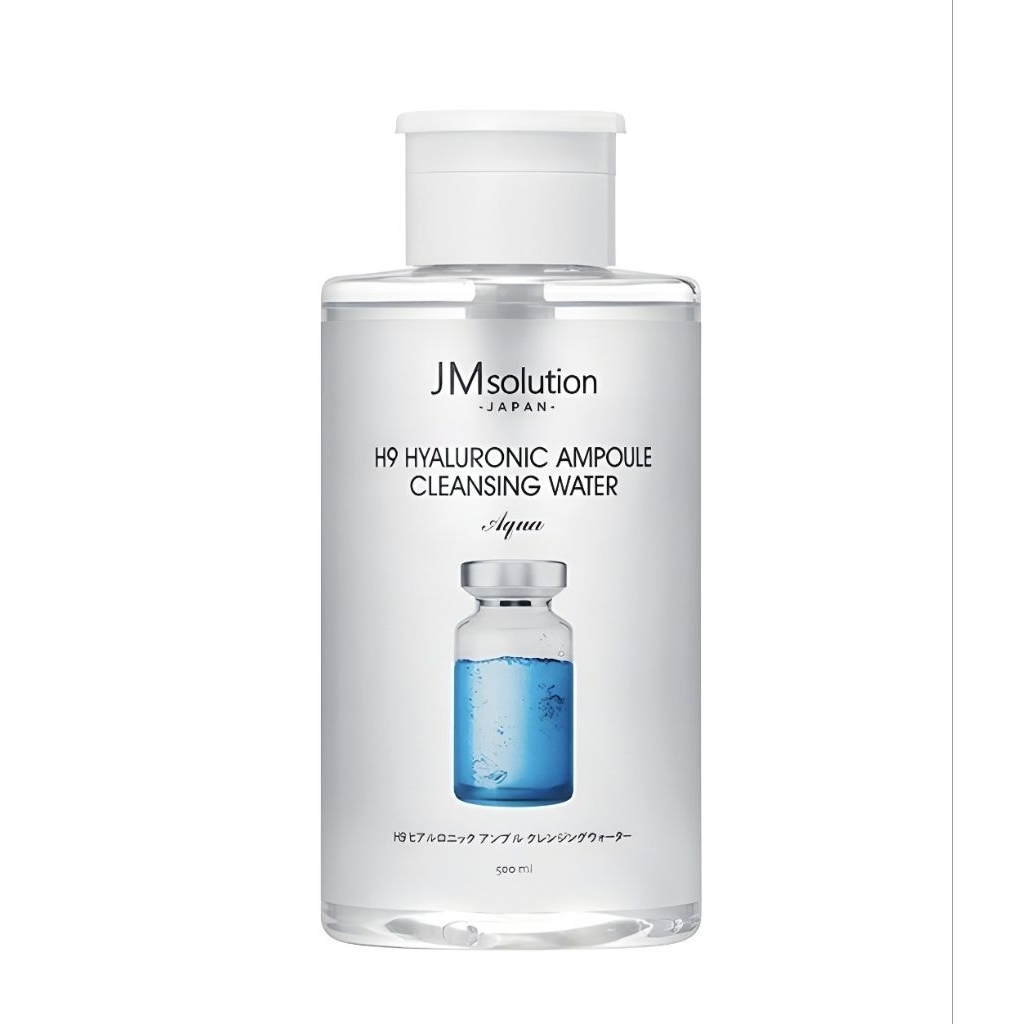 JM SOLUTION H9 Hyaluronic Ampoule Cleansing Water (Aqua) ขนาด 500 มล. เช็ดเครื่องสำอางสูตรน้ำไม่ต้อง