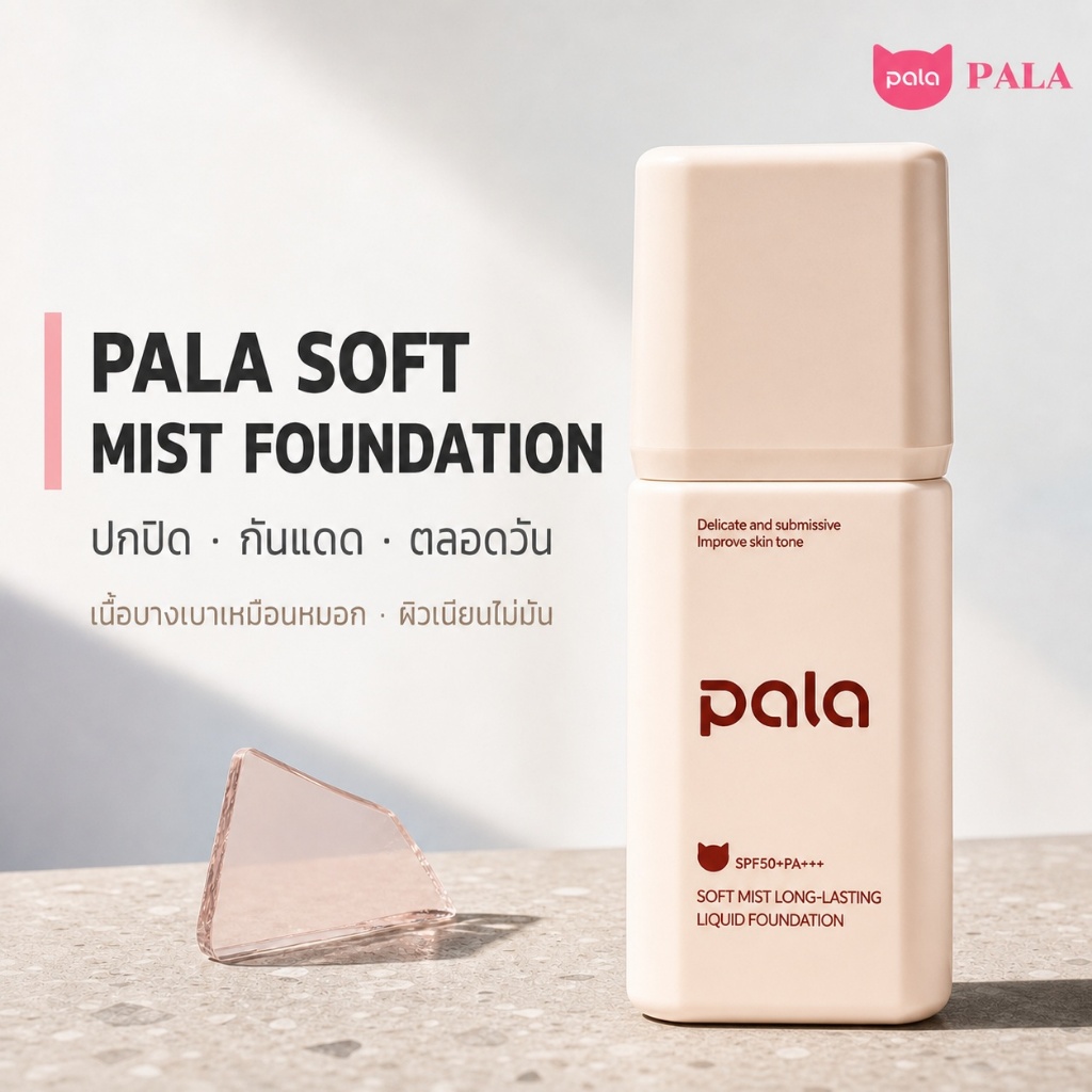 PALA รองพื้น ใช้แทนเบส กันแดด SPF50+PA+++ เนื้อครีมนุ่ม เกลี่ยง่าย ขนาด 30g ล็อกเมคอัพ ติด