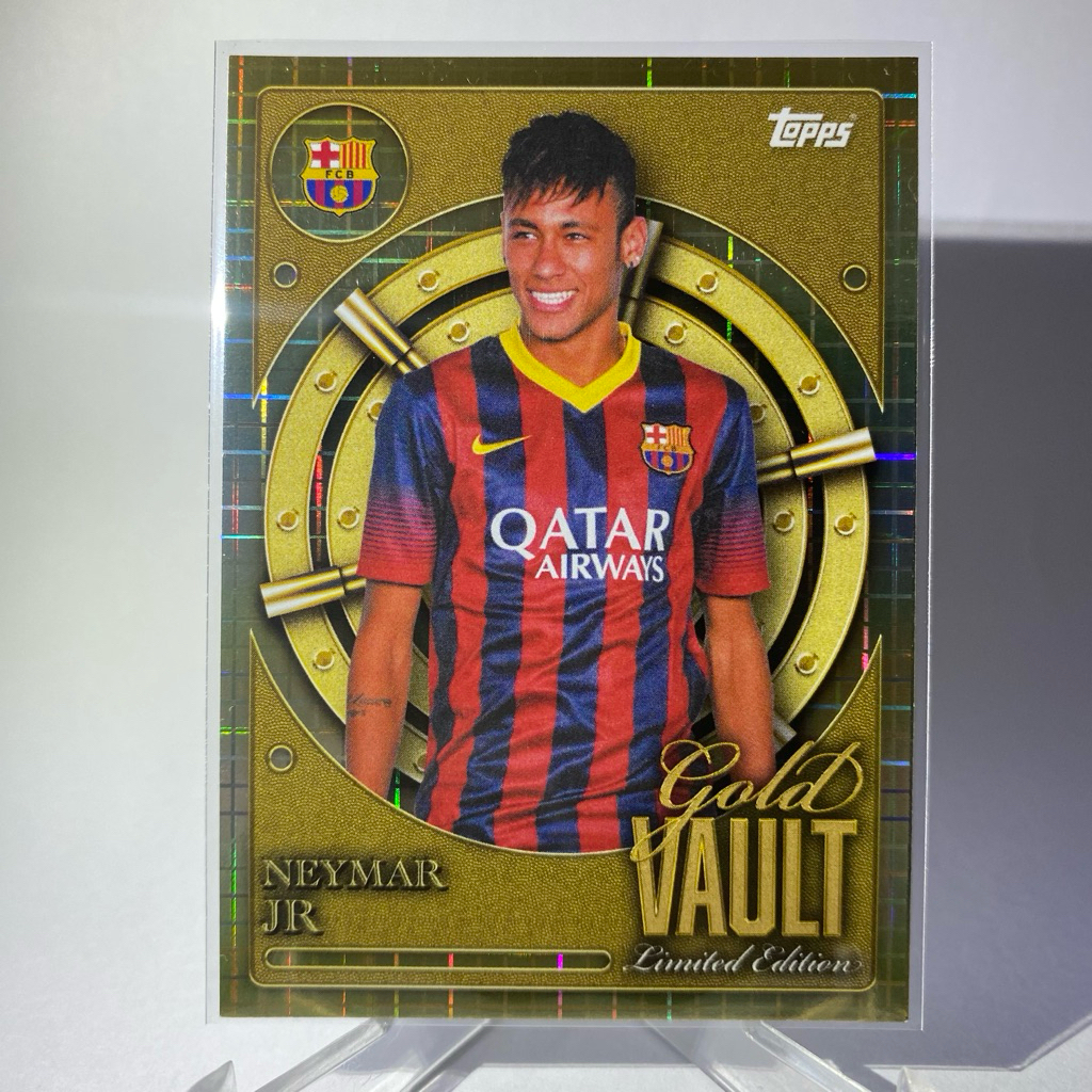การ์ดนักฟุตบอล NEYMAR JR., BARCELONA, GOLD VAULT, LIMITED EDITION, TOPPS 2025, GV-8