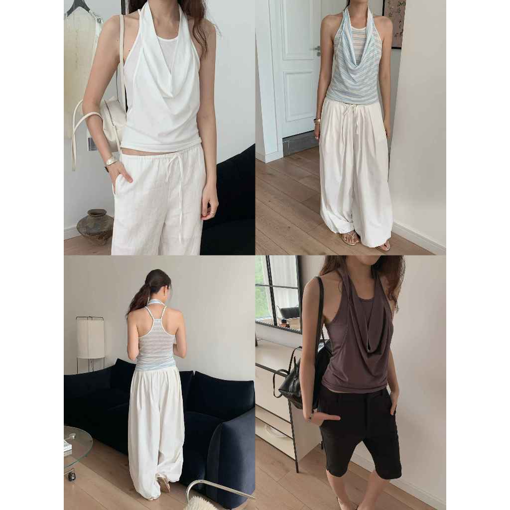 INBYIN - เสื้อกล้ามคอถ่วงเว้าหลัง DUAL COWL TANK - I4241