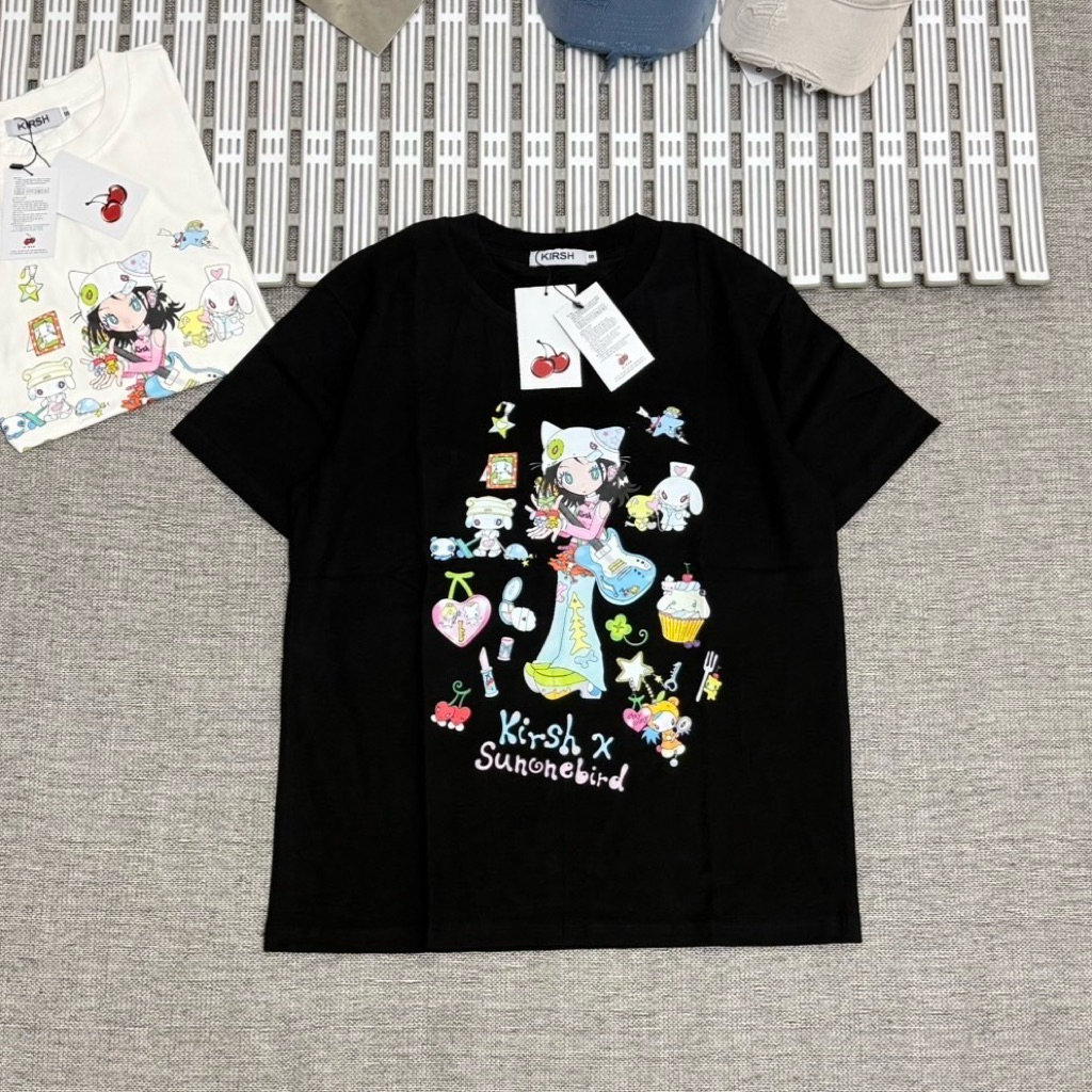 พร้อมส่ง เสื้อ Kir.sh x Sunoneb.ird Graphic T-Shirt เสื้อยืดสไตล์เกาหลี สกรีนลายกราฟฟิค ผ้าคอตตอน งา