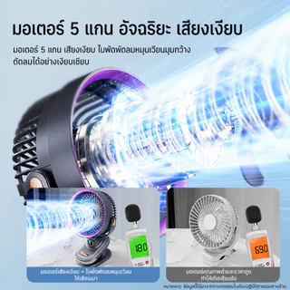 AIIJAA พัดลมหนีบโต๊ะ 3IN1 พัดลมพกพา หมุน180° แบต40000mAh ลมแรง 5ระดับ USB ชาร์จได้ มีจอ LED