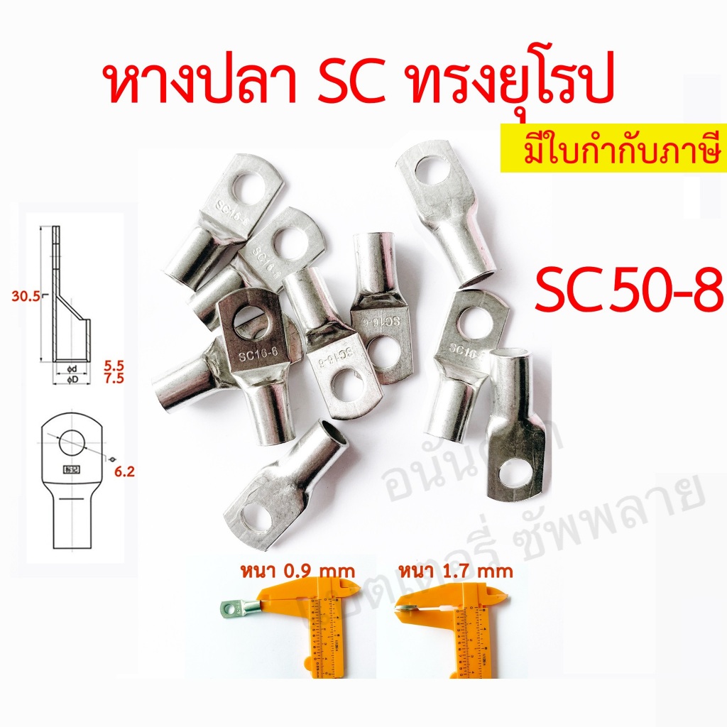 หางปลา ทรงยุโรป หนา ทองแดงชุบดีบุก SC 50-8