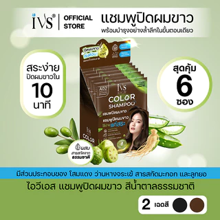IVS ไอวีเอส แชมพูปิดผมขาว 2 in 1 ปิดผมขาว+บำรุง ในขั้นตอนเดียว 30ml (1 กล่อง)