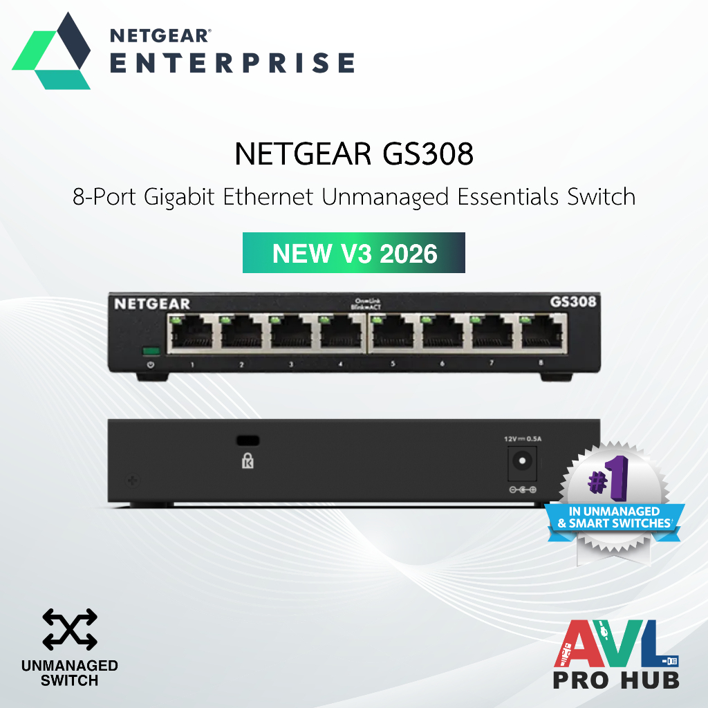 NETGEAR GS308 Unmanaged Essentials Switch 8 Ports