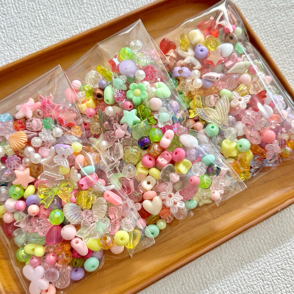 (พร้อมส่งจากไทย) ลูกปัดอะคริลิคคละพรีเมียม 50กรัม (3ถุง100.-) ลูกปัดคละของตกแต่ง แยกโทนสี สำหรับทำเครื่องประดับ