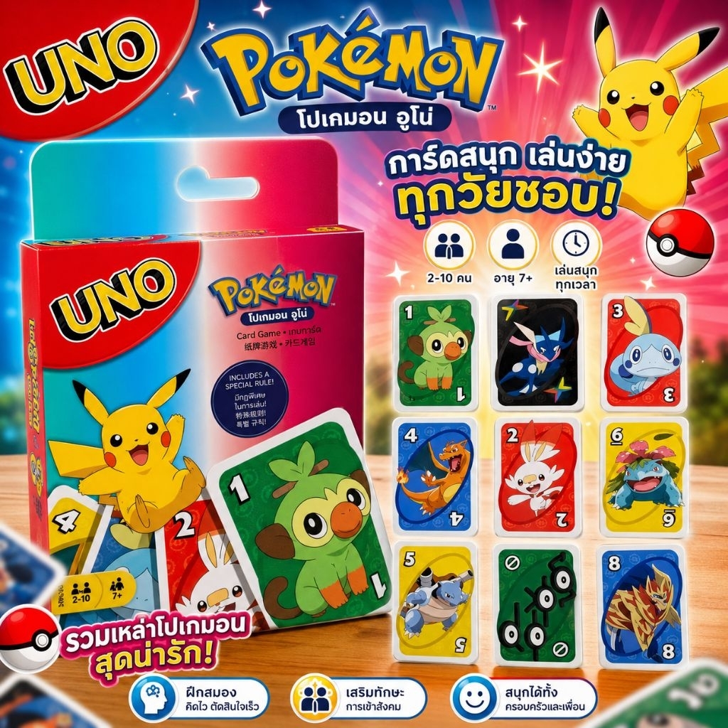 *ราคาถูกที่สุด UNO Pokemon card game พร้อมส่งในไทย