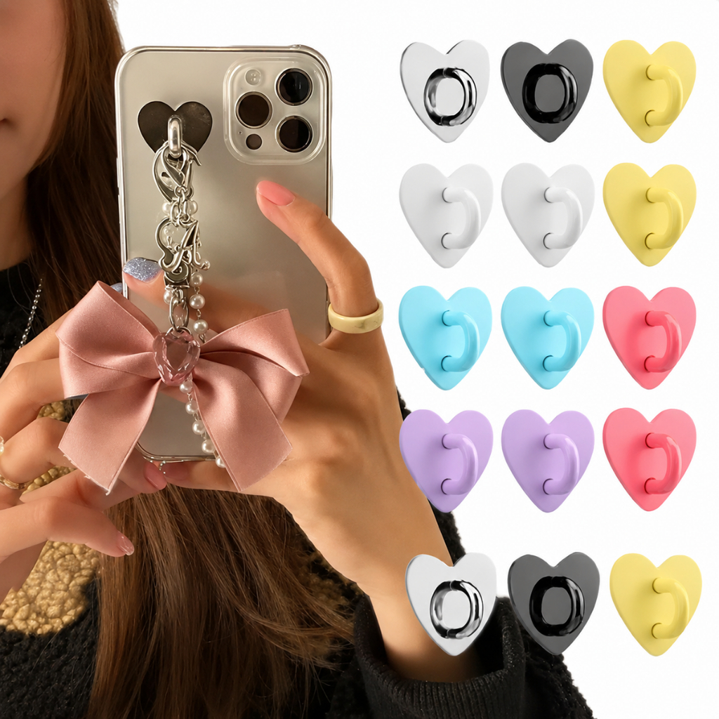 เกาหลีตะขอเกี่ยวโทรศัพท์ ที่วางโทรศัพท์รูป พู่ห้อยจี้ฐานโลหะ DIY เคสโทรศัพท์ อุปกรณ์เสริม รูปหมี