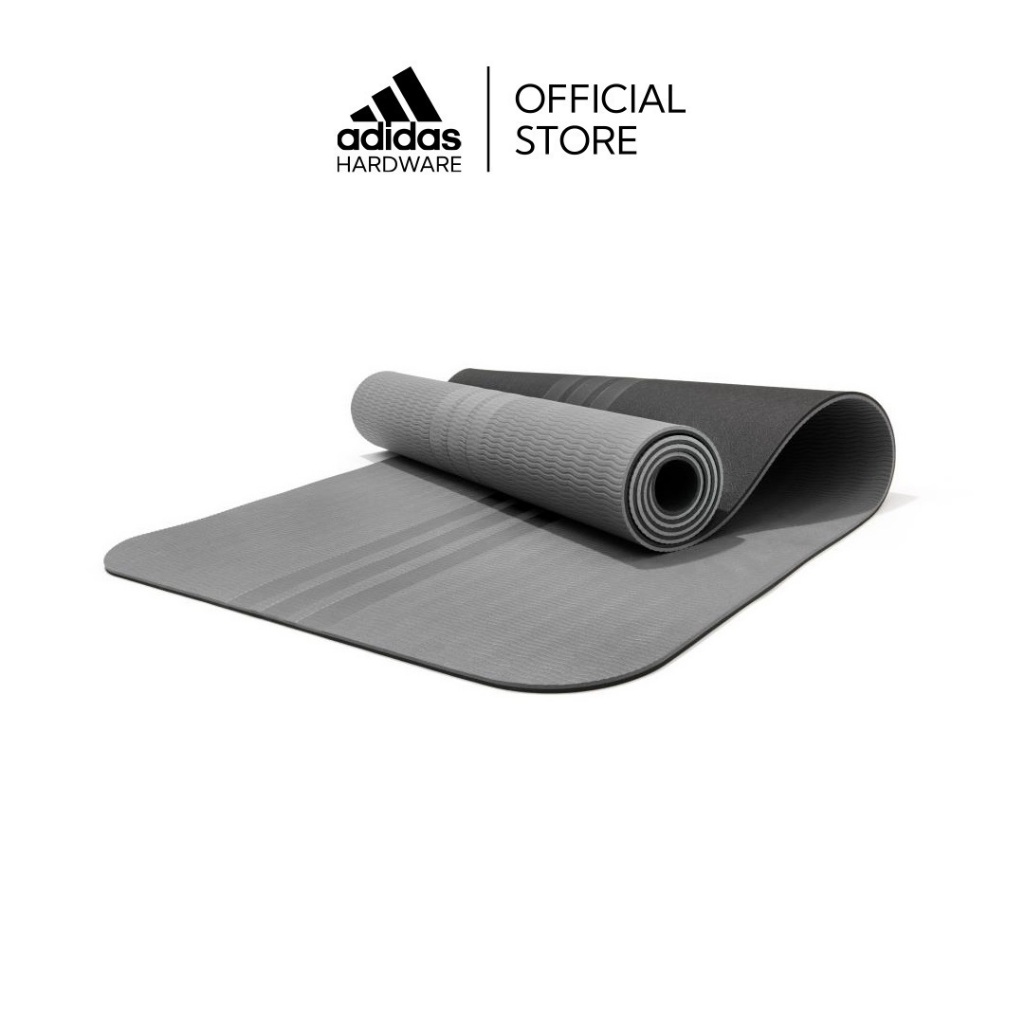 adidas เสื่อโยคะแบบสองด้าน 6 มม. สีเทา / Double Sided Yoga Mat 6mm Grey