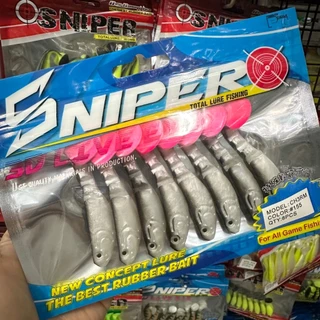 ปลายาง Sniper 3 นิ้ว หางบั้ง (8ตัว/ซอง) ตกปลาช่อน กะพง รุ่น 3D Live Eye Soft Bait Lure 3" Rubber Bait for Fishing
