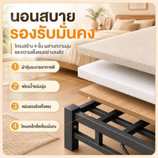 OH เตียงพับได้ 4 ฟุต เตียงเหล็ก ไม่ต้องติดตั้ง แค่กางออกก็ใช้ได้ทันที สามารถรับน้ำหนักได้ 500KG