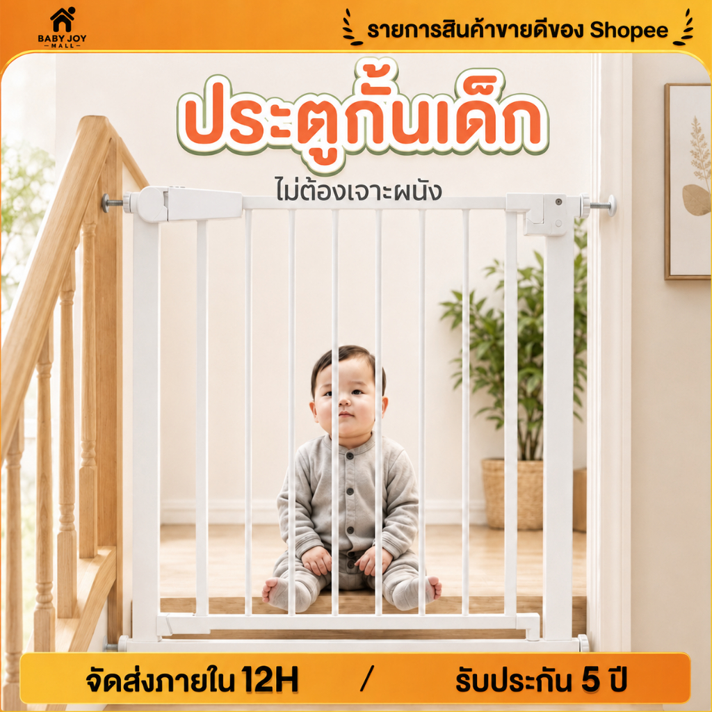 ที่กั้นบันได ประตูกั้นเด็ก ที่กั้นประตู เปิดได้ 2 ทาง 180° ปรับขนาดได้ แข็งแรง ติดตั้งง่าย สีดำ/ขาว