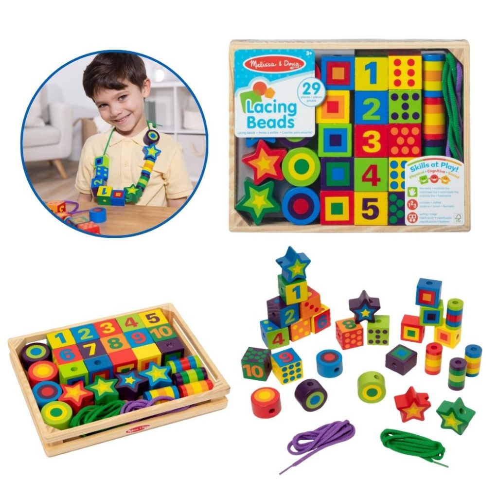Melissa & Doug خرز لضم بالأشكال والألوان والأرقام — صورة 2