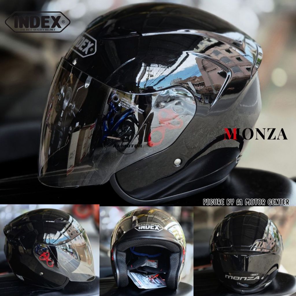 หมวกกันน็อค Index helmet รุ่น Monza ชิลด์หน้าปรอททองอ่อน ฟรีไซส์=L มอก.