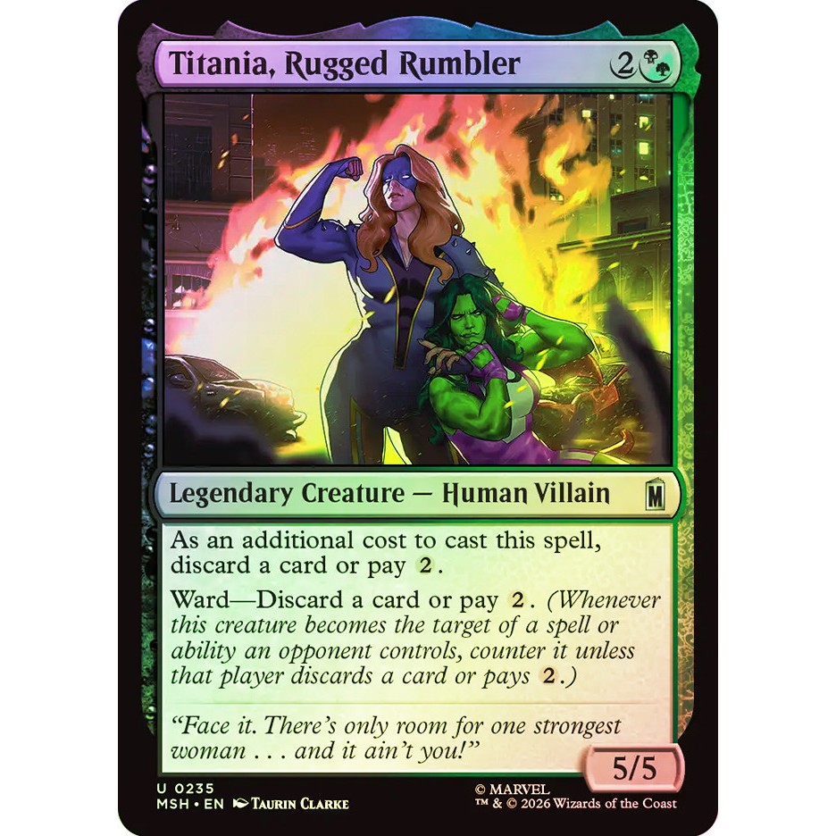 MTG - Magic The Gathering - Marvel Super Heroes - Titania, Rugged Rumbler - Near Mint - Foil