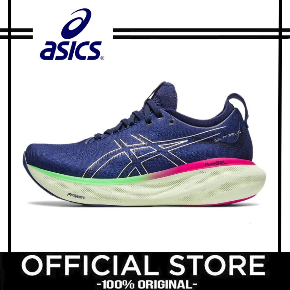 Asics GEL-Nimbus 25 รองเท้าวิ่งผู้หญิงต่ำสวมรองเท้าผู้หญิงสีฟ้าสีเขียวสีชมพู