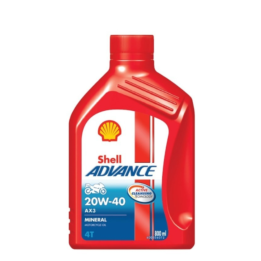 Shell AX3 4T 20W-40 0.8 L มีเกียร์ น้ำมันเครื่อง 0.8L มอเตอร์ไซค์ เชลล์ AX 3 20W40 advance