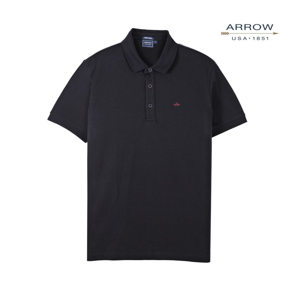 ARROW POLO เสื้อโปโลผู้ชาย แขนสั้น | ผ้า PIMA COTTON ทรง Smart สี ดำ  รหัส MPCM884-BL
