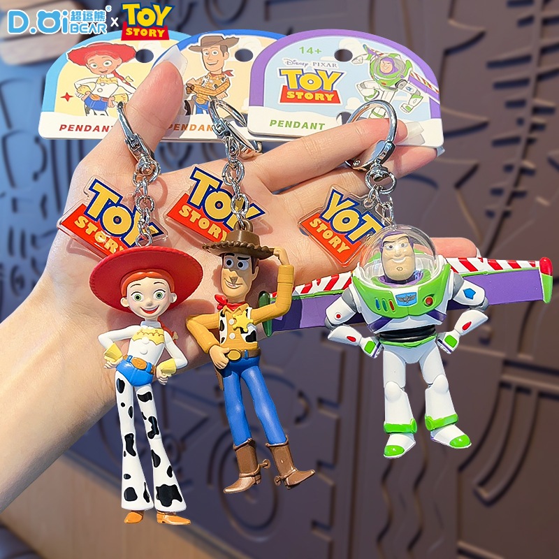 Toy Story ของ Disney Pixar พวงกุญแจ บัซ ไลท์เยียร์ วู้ดดี้ เจสซี่ ฟิกเกอร์แอคชัน 3D ของติดกระเป๋า จี้สุดน่ารัก