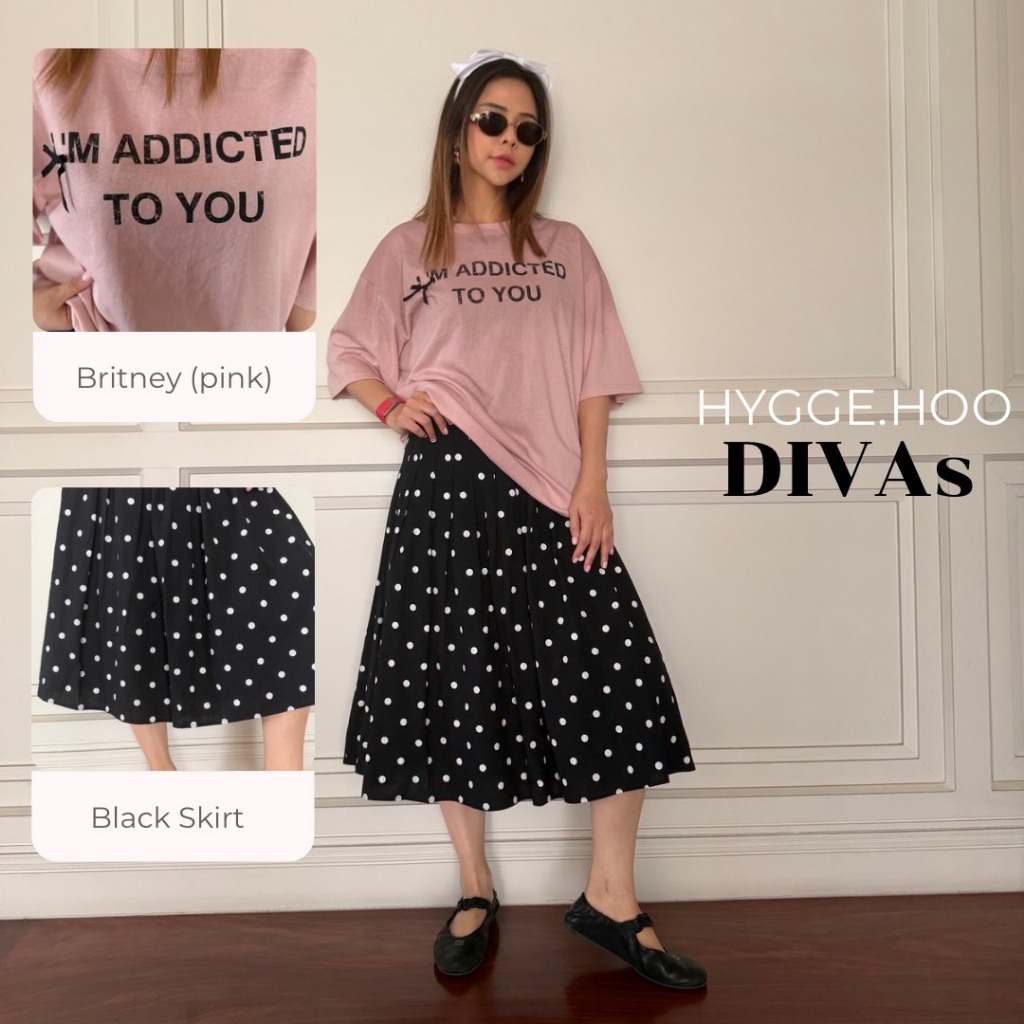 Hygge.H - Polka-dot เสื้อแขนสั้น & กระโปรงลายจุด