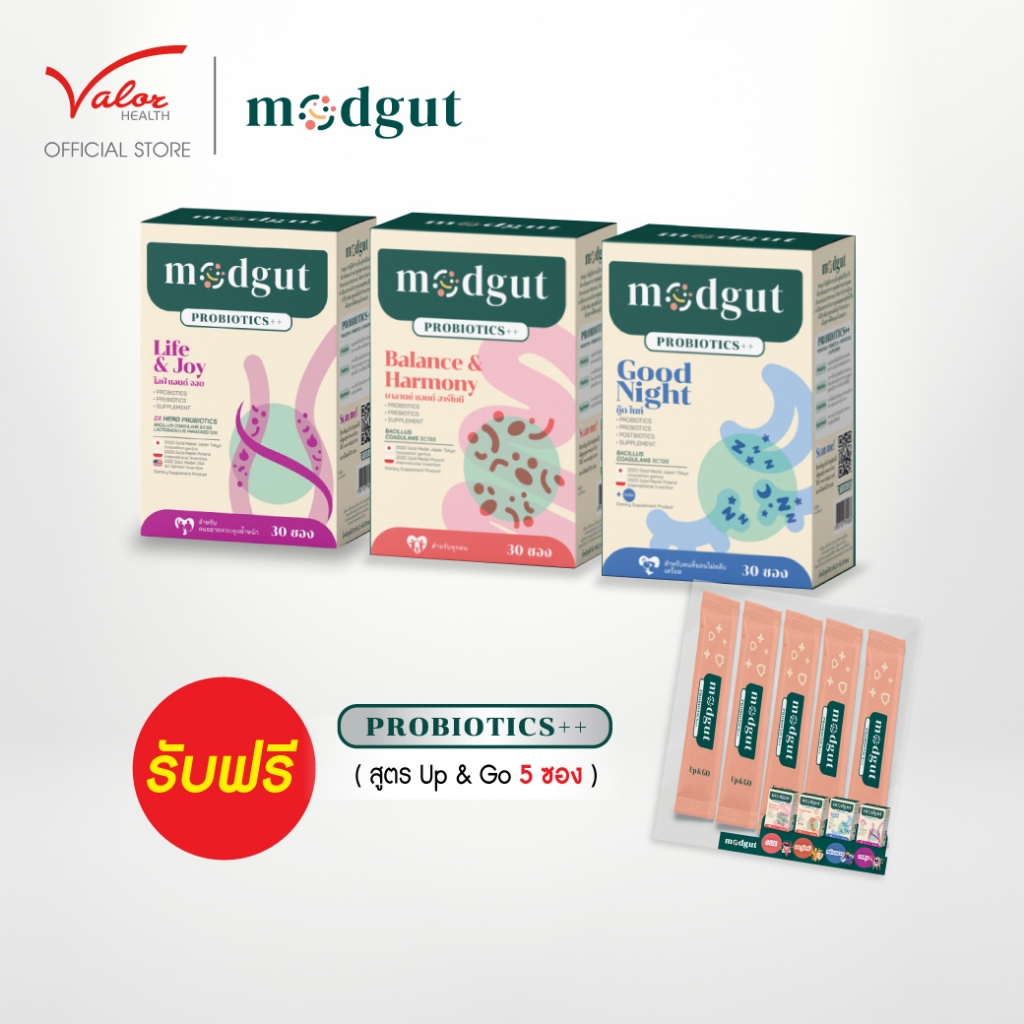 (3 แถม 5)ซื้อ Modgut probiotics ++ 3 กล่อง ฟรี!!! Modgut probiotics ++(สูตรUP&GO) 5ซอง​ มดกัต​ โพรไบ